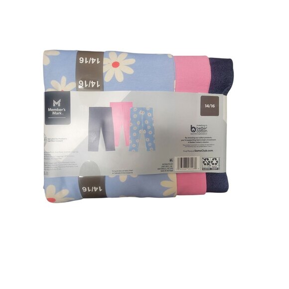 Members Mark Girls 3-Pack Leggings Daisy Print Assorted Colors Sizes 14/16 Soft - Picture 6 of 7
